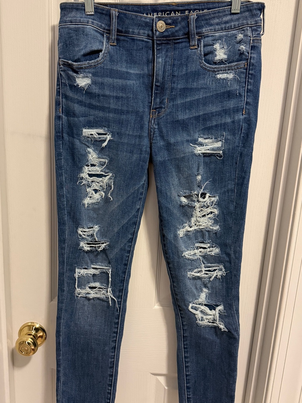 American Eagle Outfitters Blue Distressed Skinny Jeans